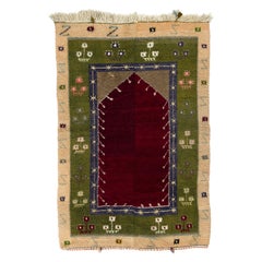 4x5.8 ft Unique Vintage Handmade Anatolian Tulu Wool Rug with Archway Design