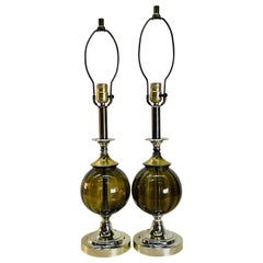 1960s Smoked Glass Table Lamps, Pair