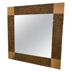 Square Mirror in Bronze by Luciano Frigerio