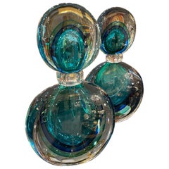 Emerald and Blue Venetian Perfume Bottle, Italy 1980s