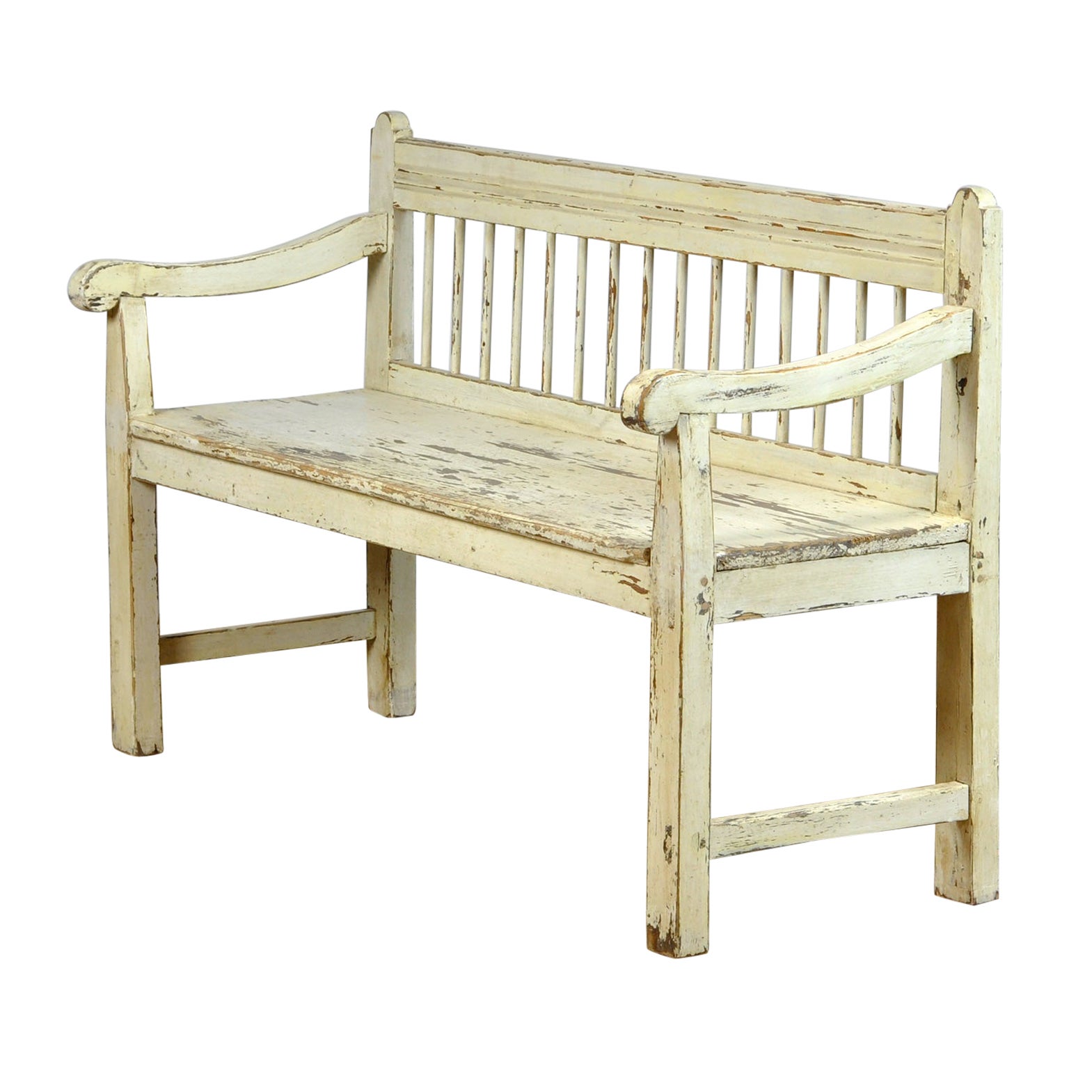 Antique Storage Bench with Original Paint, circa 1920 at 1stDibs