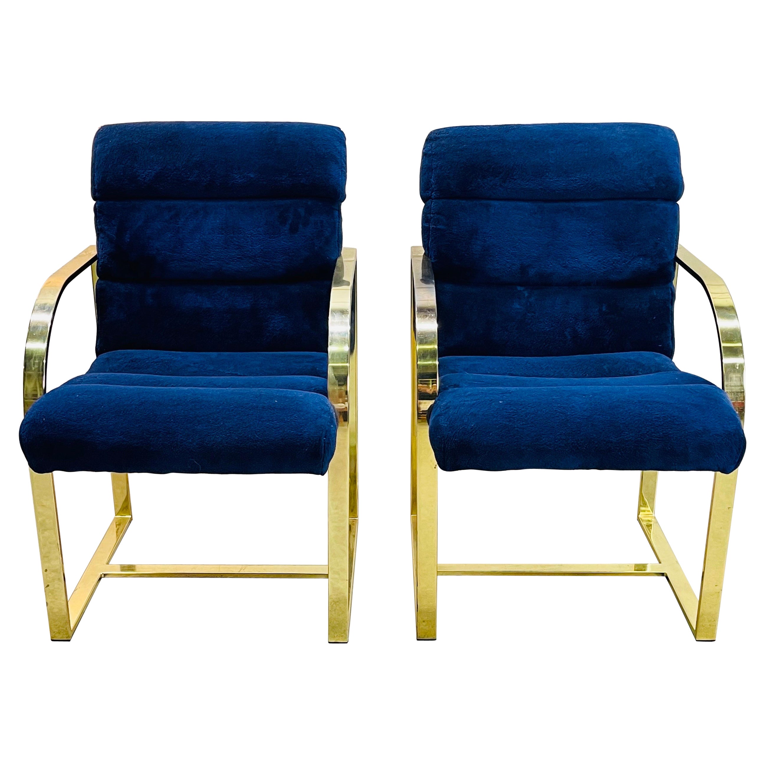 1970s Milo Baughman for Thayer Coggin Flat Bar Dining Chairs, Pair For Sale