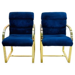 1970s Milo Baughman for Thayer Coggin Flat Bar Dining Chairs, Pair