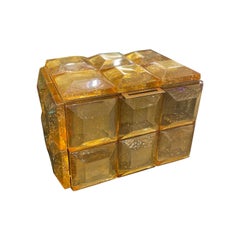 Monumental Amber Murano Glass Box
