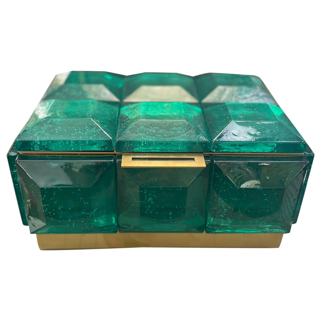 Monumental Emerald Murano Glass Box