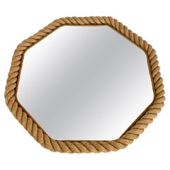 Large 8 sided rope mirror, Audoux & Minet. France 1950-60