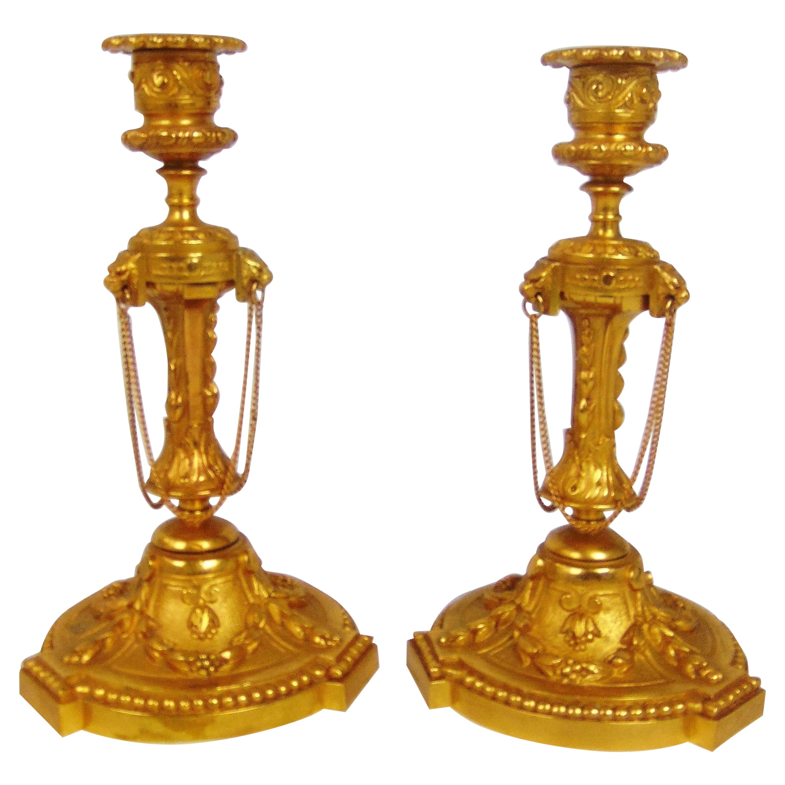 Fine Pair of 19th century Gilt Bronze Candlesticks