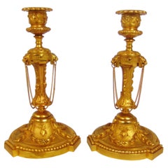 Fine Pair of 19th century Gilt Bronze Candlesticks