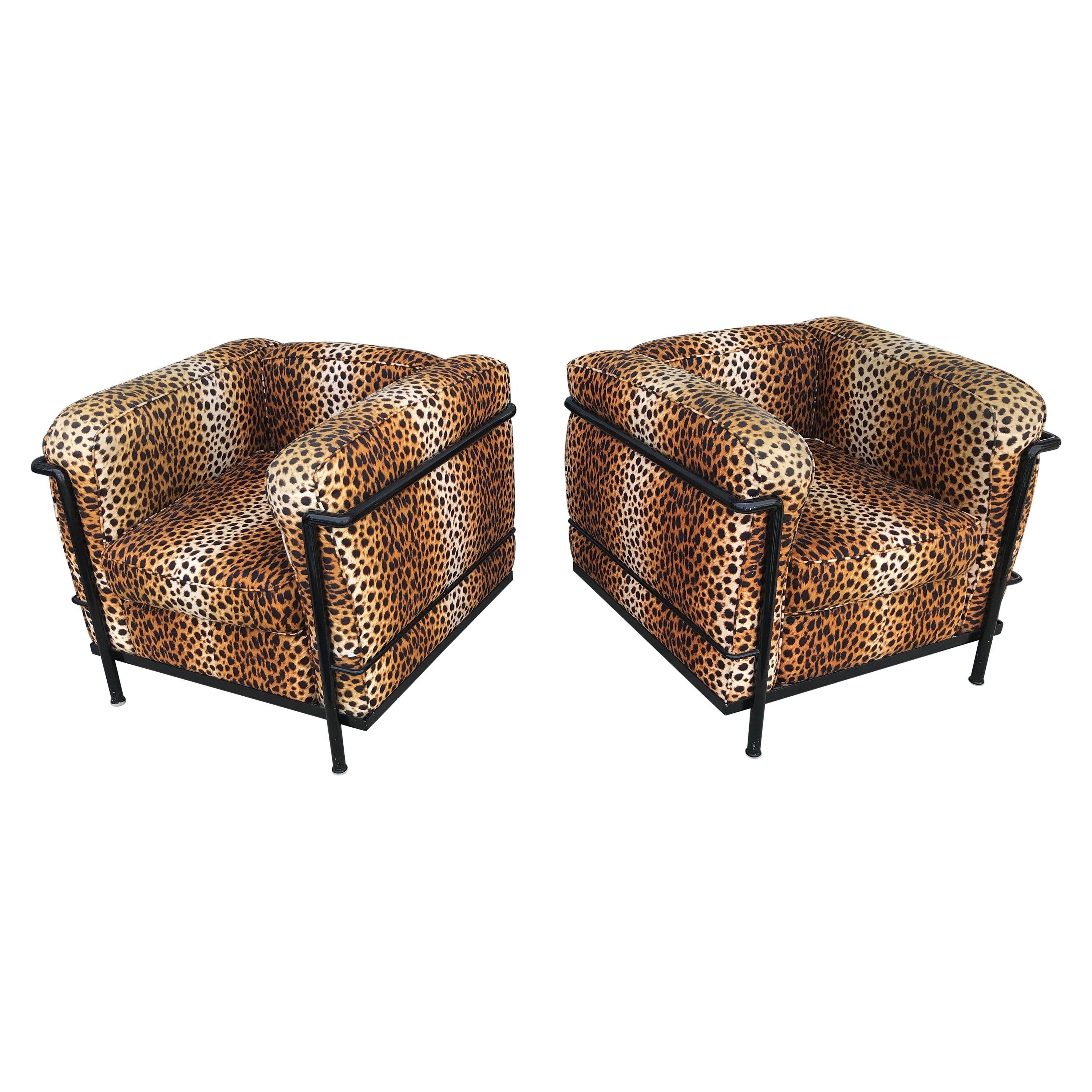 Pair of Art Deco Inspired Club Chairs in "Leopard"