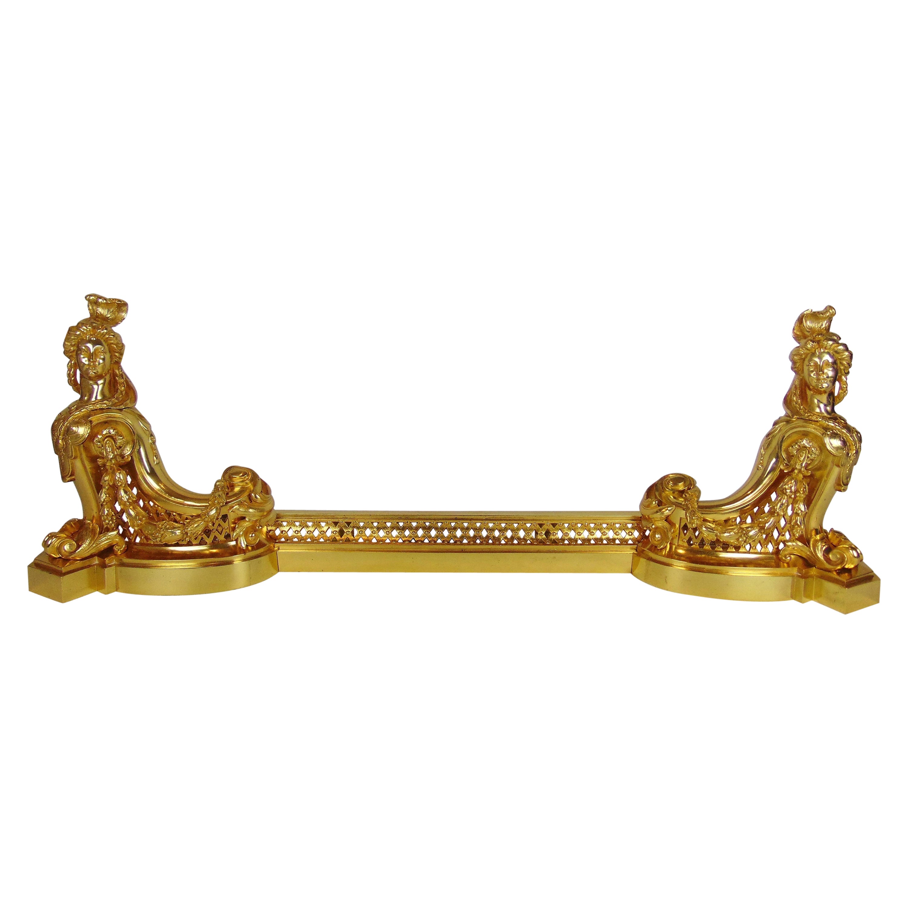 Magnificent Antique Gilt Bronze Fender For Sale