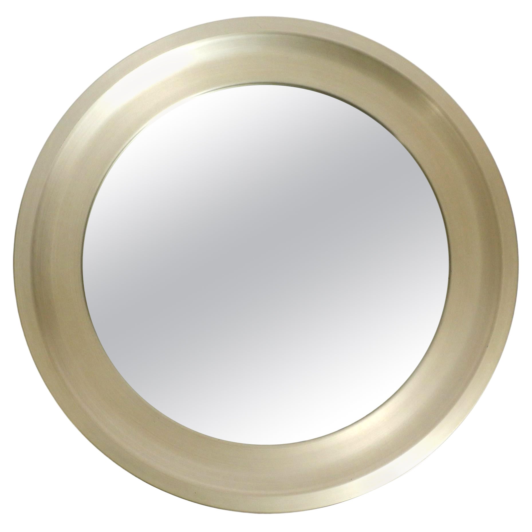 Precioso Espejo Narciso Redondo Níquel Pesado Años 60 de Sergio Mazza para Artemide