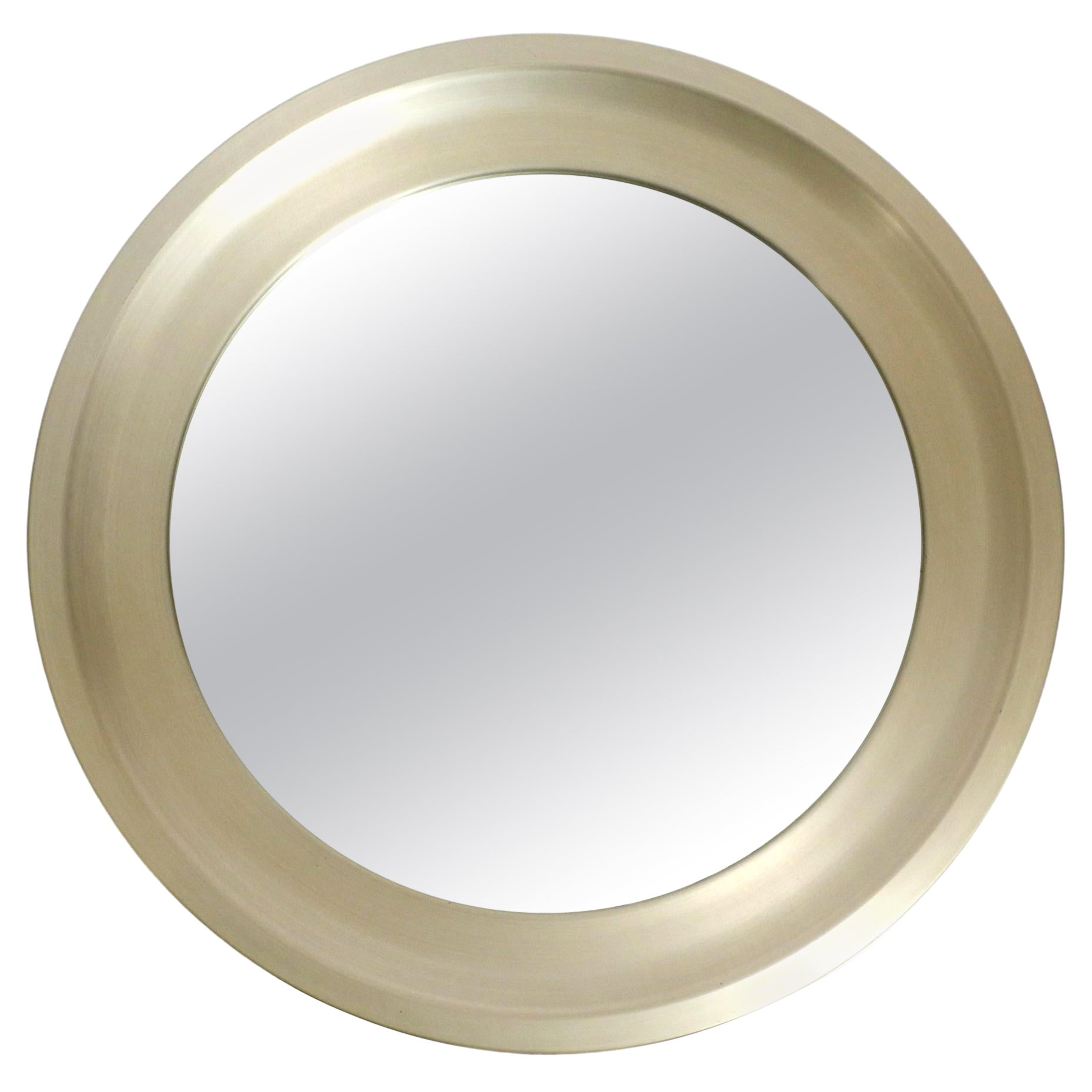 Magnifique miroir rond en nickel lourd Narciso de Sergio Mazza pour Artemide, années 60