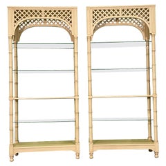 Faux Bamboo and Lattice Etageres, a Pair