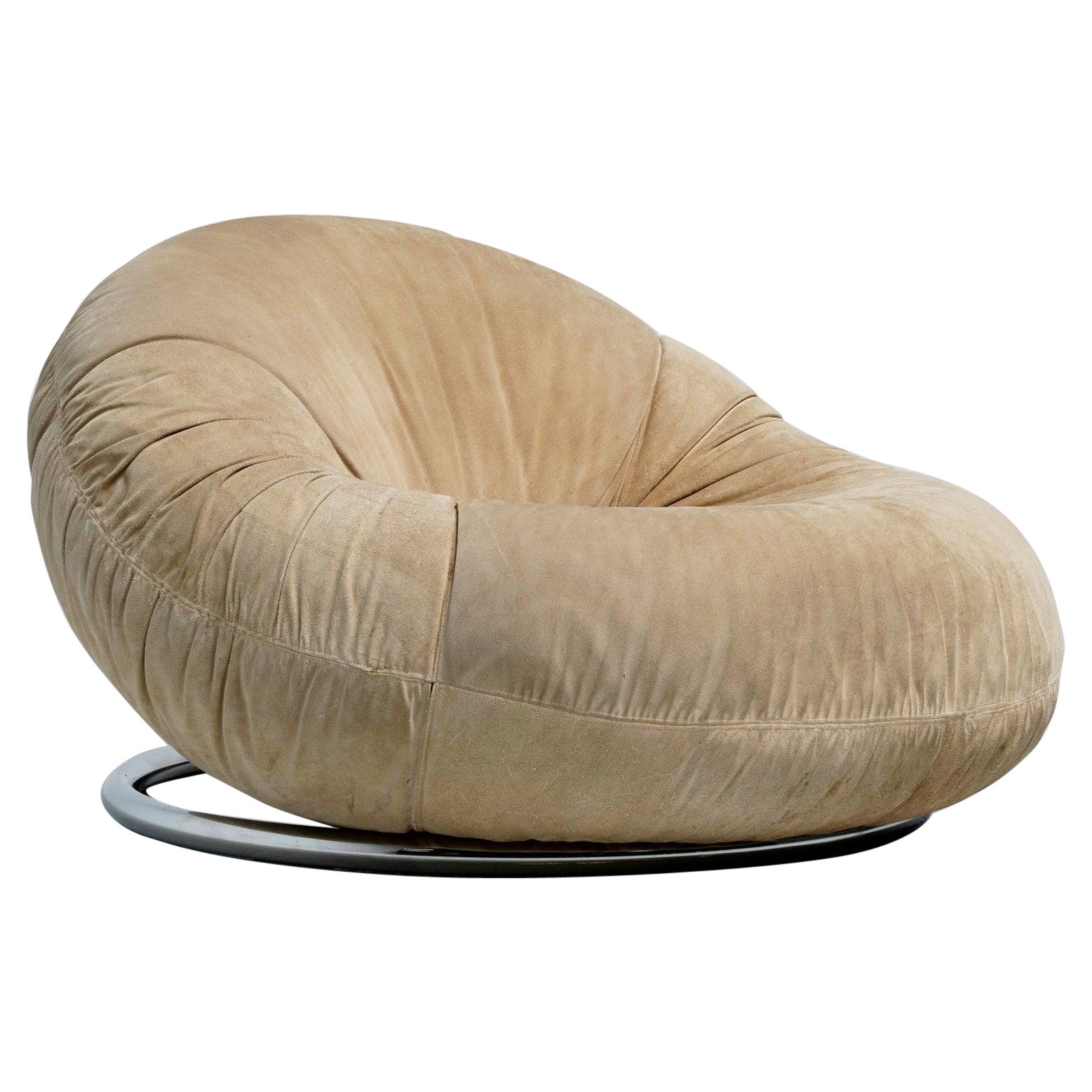 Donut Shaped Lounge Chair in Suede Italy, 1970s