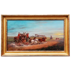 Used English Original Oil Painting C. Cooper Henderson "Salisbury to London Mail Race