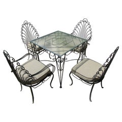 Ornate Metal and Glass Outdoor Set