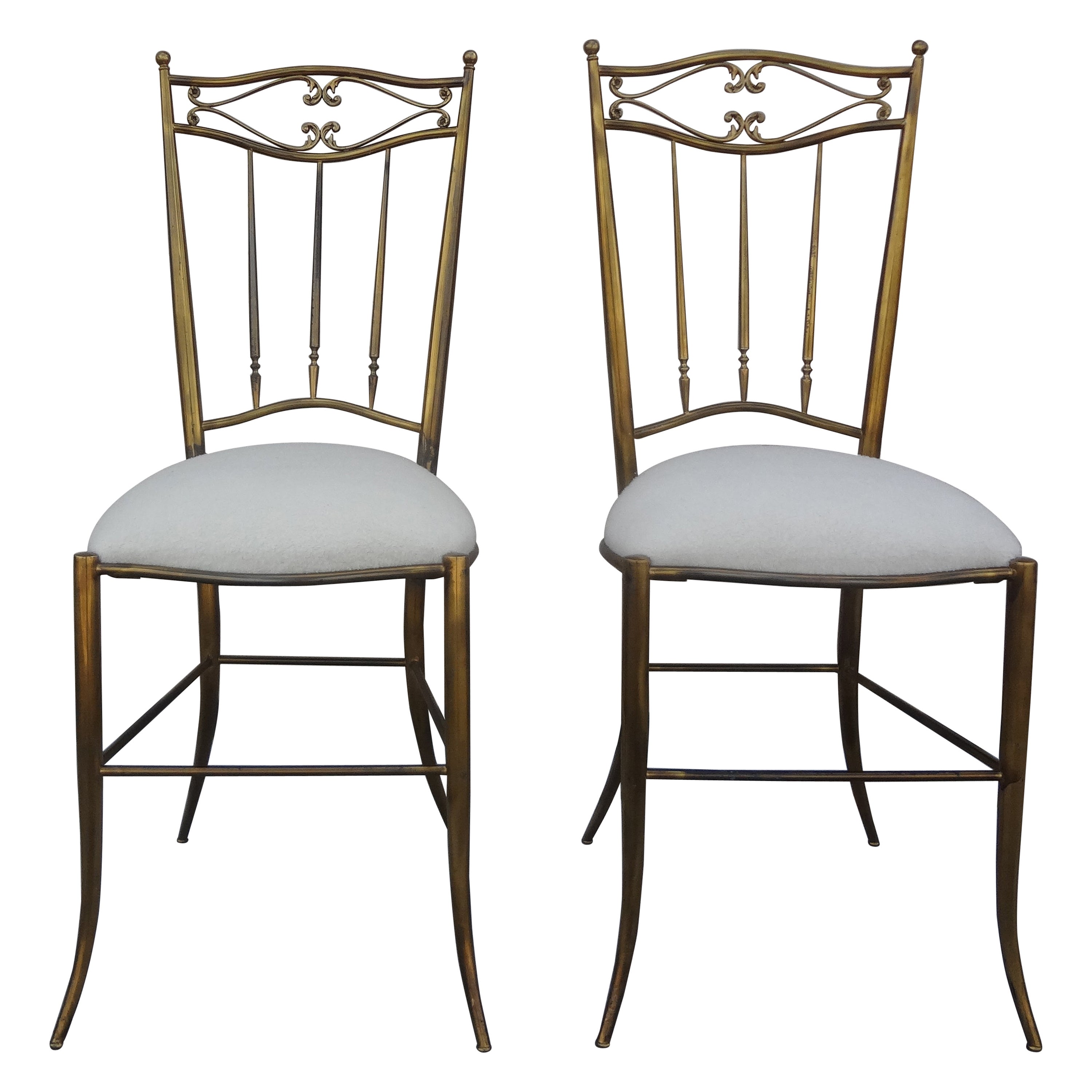 Pair of Italian Brass Chiavari Chairs