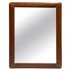 Pacific Green Palmwood and Leather Mirror