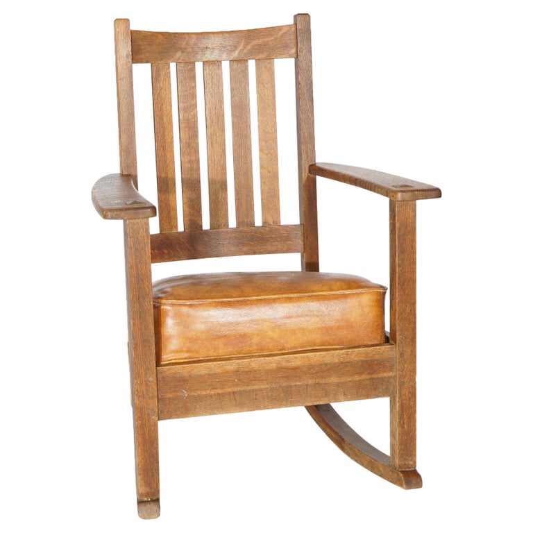 Antique Arts & Crafts Mission Limbert Oak Rocking Chair Circa 1910