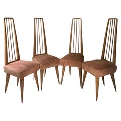 Mid Century Four Italian maple chairs mod. Lira, Mobili Barraja Palermo, 1950s