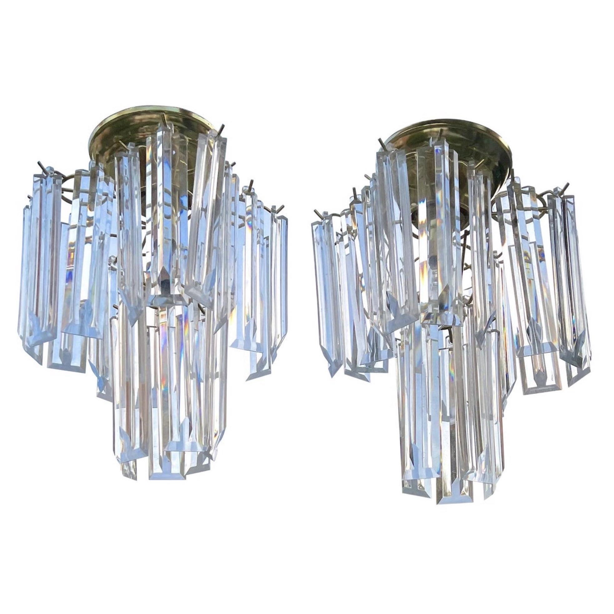 Hollywood Regency Lucite Chandeliers, a Pair