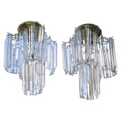 Retro Hollywood Regency Lucite Chandeliers, a Pair