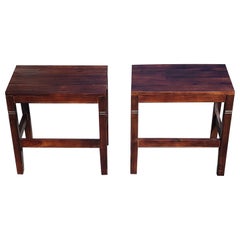Vintage Solid Walnut Rectangular Side Tables, a Pair