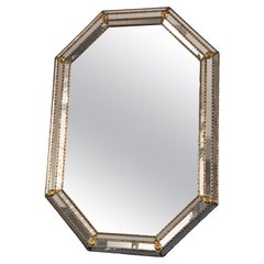 Venetian Octagonal Mirror Hollywood Regency, 1980s