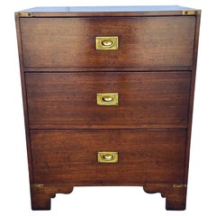 Three Drawer Campaign Side Table or Bedside Commode