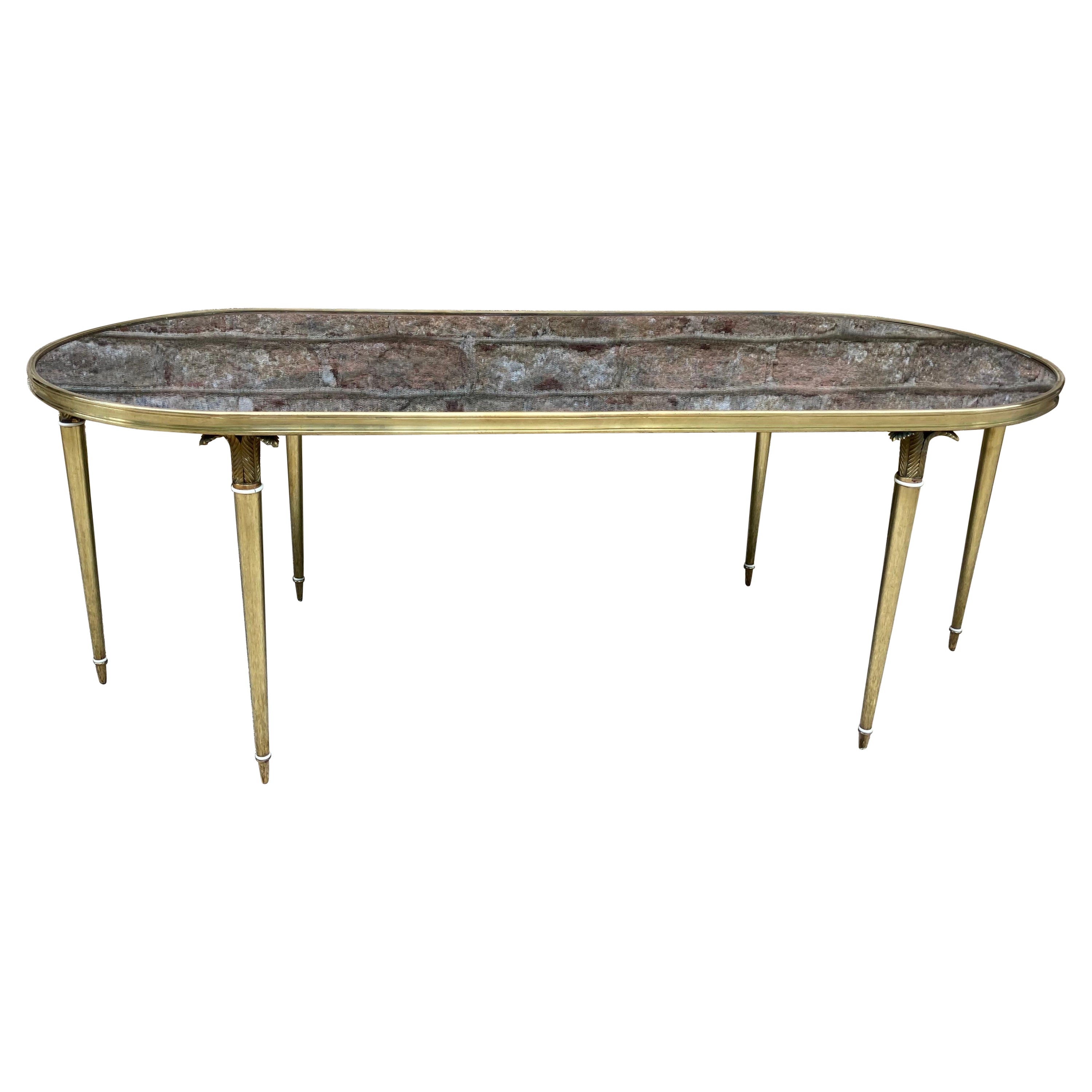 Chic Duet of Antique Mirrored and Brass Coffee Tables at 1stDibs