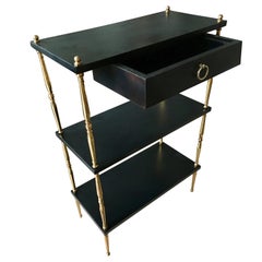 Elegant Solid Brass and Black Lacquer Console by Maison Jansen, France 1955