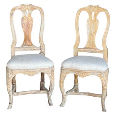 18th Century Swedish Rococo Pair of Chairs