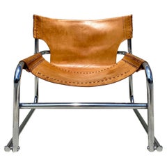 Mid Century Steel and Leather 'T1' Armchair Attributed to Rodney Kinsman