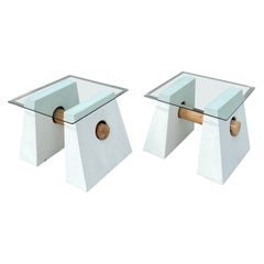 Postmodern Plastered Side Tables, Set of 2