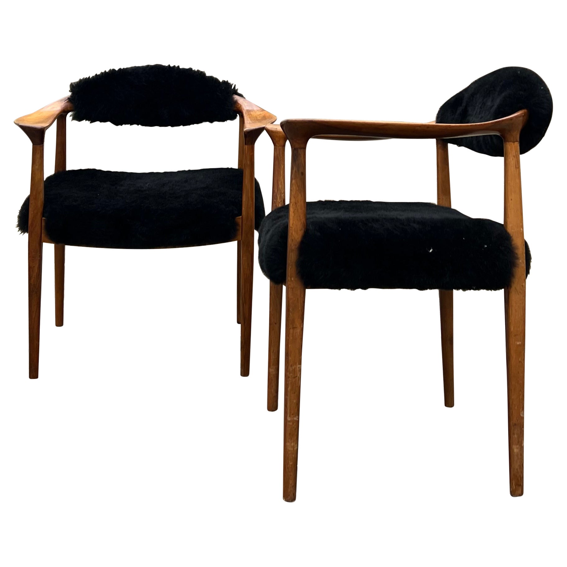 Pair of Teak Danish Armchairs, 1950s, Similar to H. Wegner, Jh 501, Round Chair For Sale