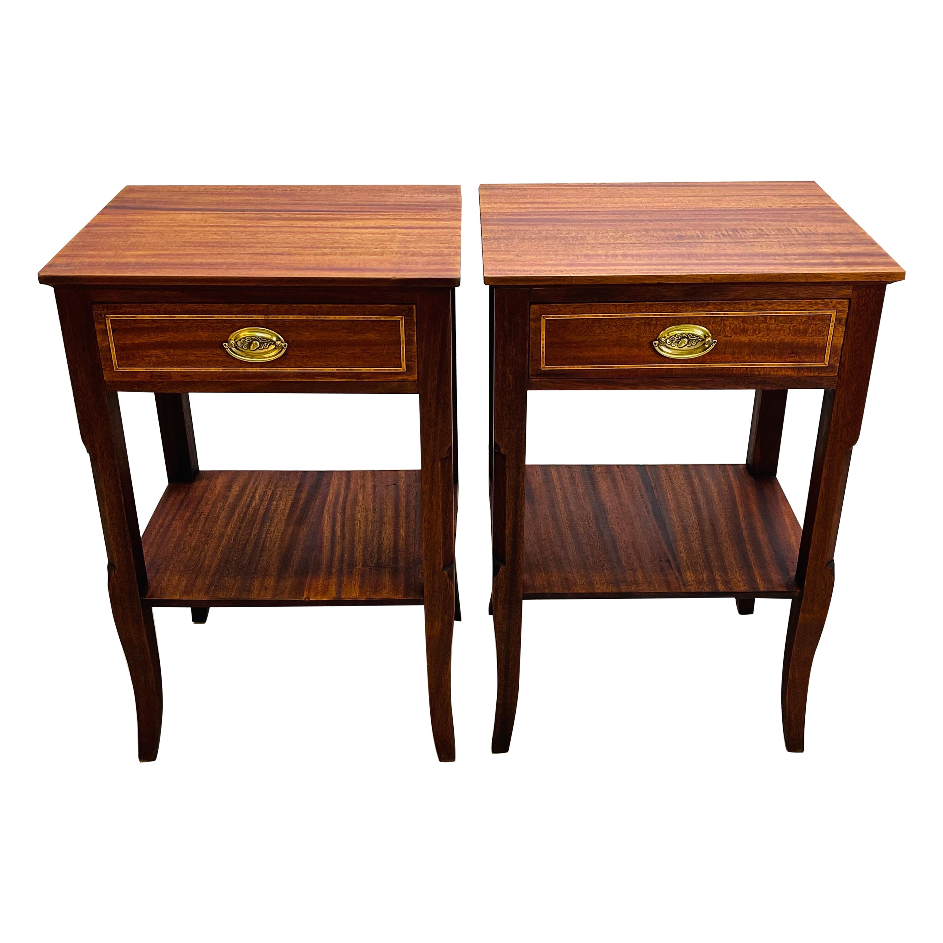 1950s Tall Mahogany Nightstands, Pair For Sale