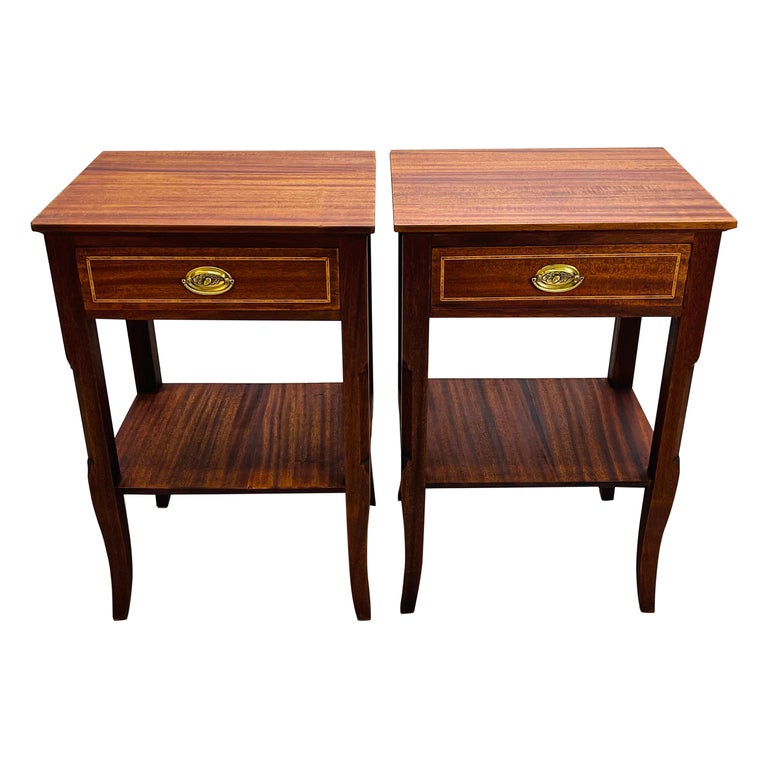 1950s Tall Mahogany Nightstands, Pair For Sale at 1stDibs