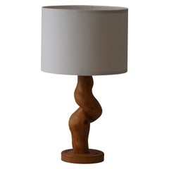 Scandinavian Modern, Sculptural Organic Wooden Table Lamp, 1970s