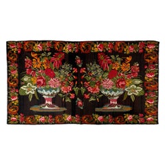 6.2x11.2 Ft Handmade Moldovan Kilim. Floral Tapestry. Vintage Bessarabian Rug