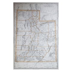 Large Original Used Map of Utah, USA, 1894