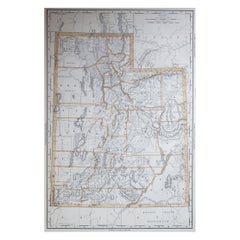 Grande mappa originale antica dello Utah, USA, 1894
