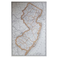 Large Original Antique Map of New Jersey, USA, 1894