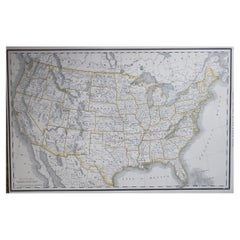 Large Original Antique Map of the United States of America. 1891