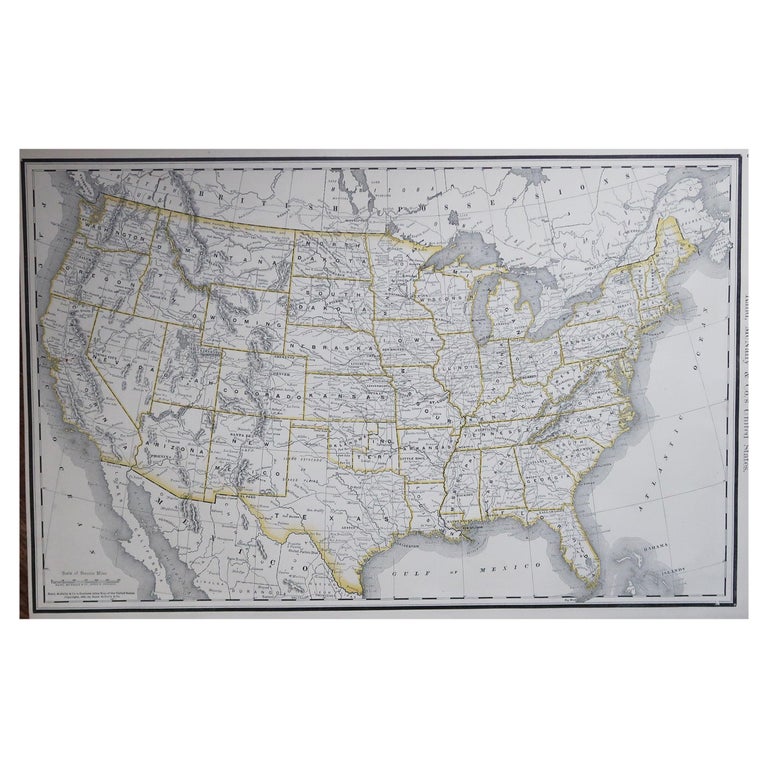 Large Original Antique Map of the United States of America. 1891 For ...