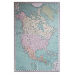 Large Original Antique Map of North America, 1891