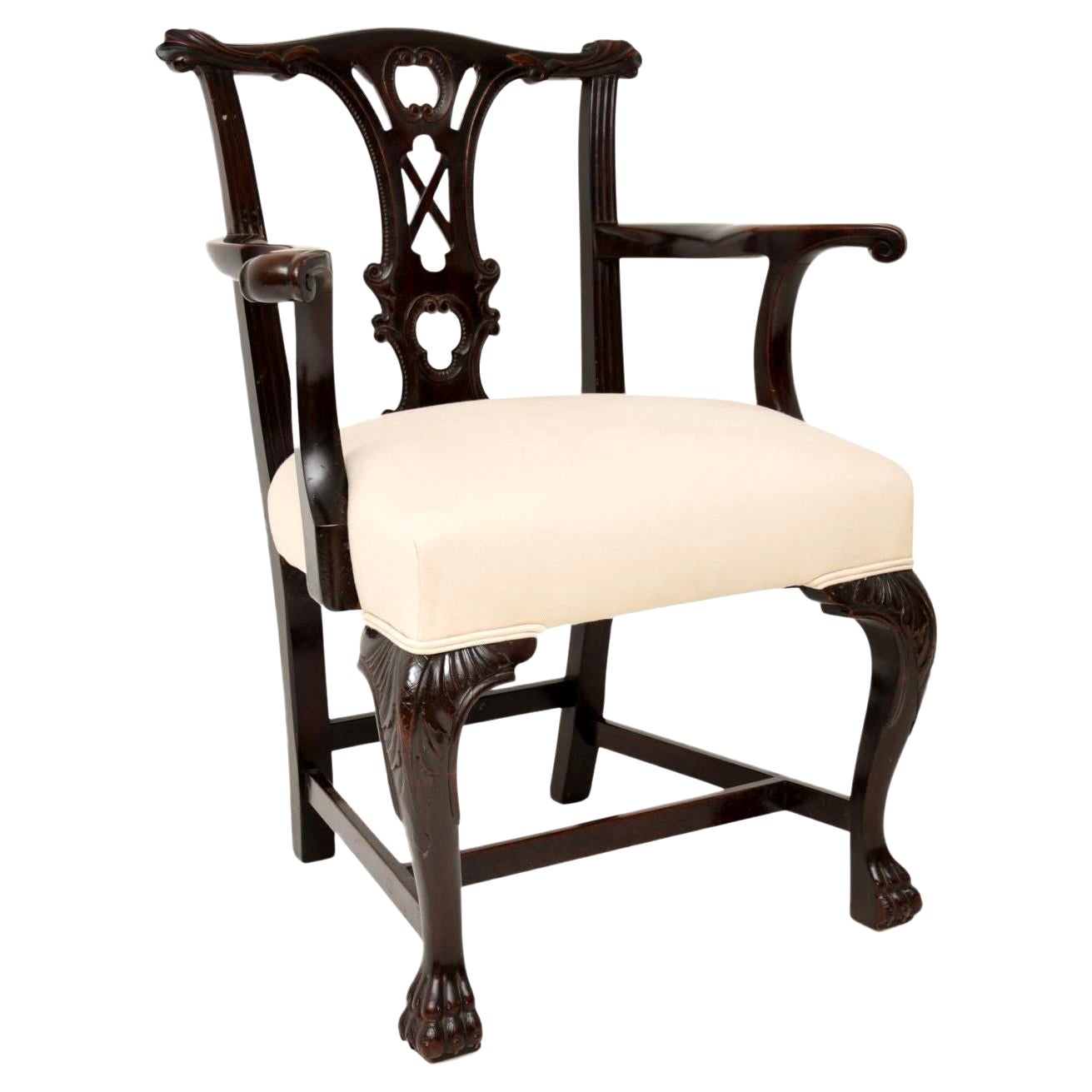 Antique Georgian Period Chippendale Armchair For Sale