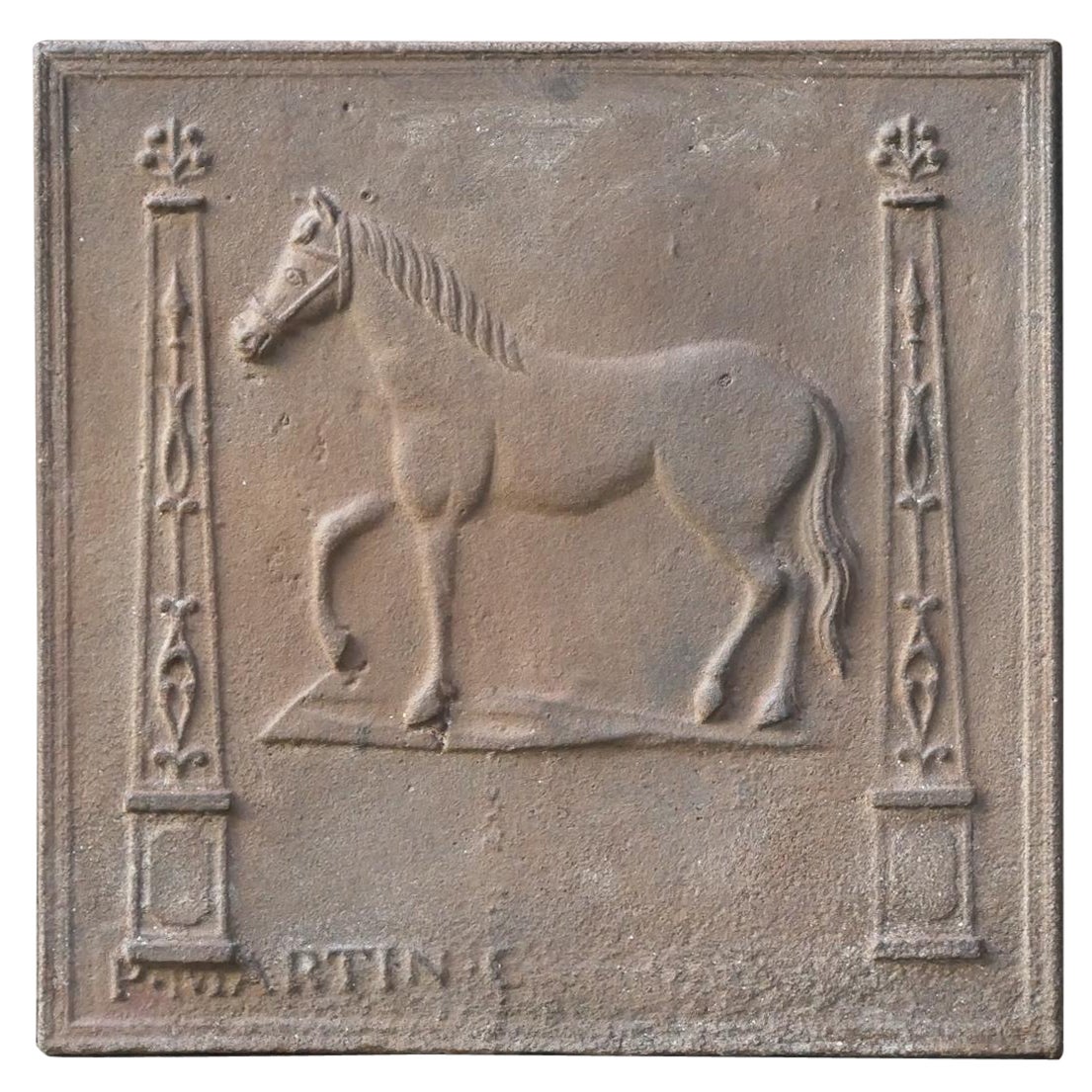 Antique French 'Horse' Fireback / Backsplash, XIX secolo