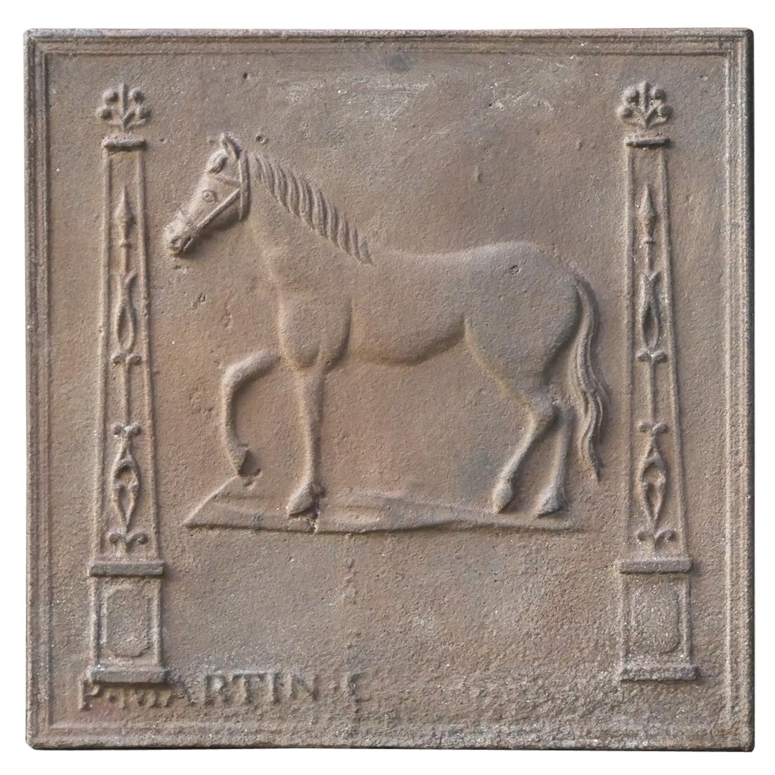 Antique French 'Horse' Fireback / Backsplash, 19th Century