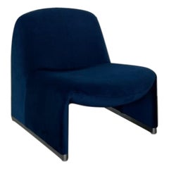 Navy Velvet Alky Chair by Giancarlo Piretti for Castelli