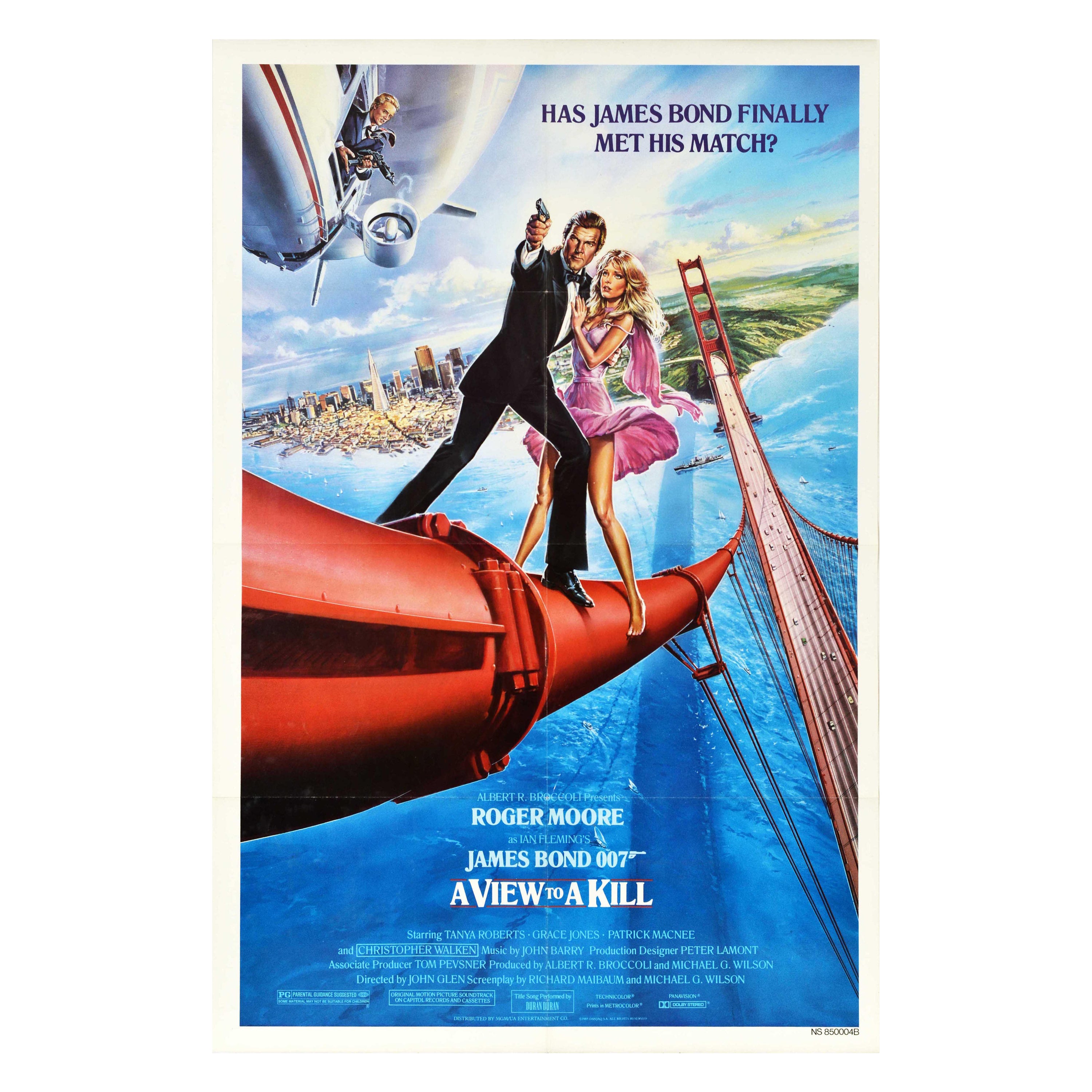 Original Vintage James Bond Poster A View To A Kill 007 Film Golden Gate Bridge For Sale